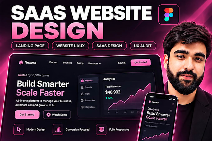 design saas landing page and startup website UI UX in figma
