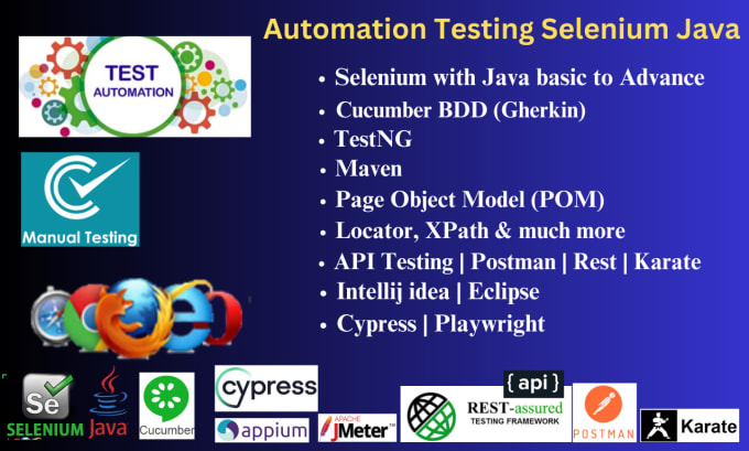 do web automation with selenium java, cypress, cucumber bdd