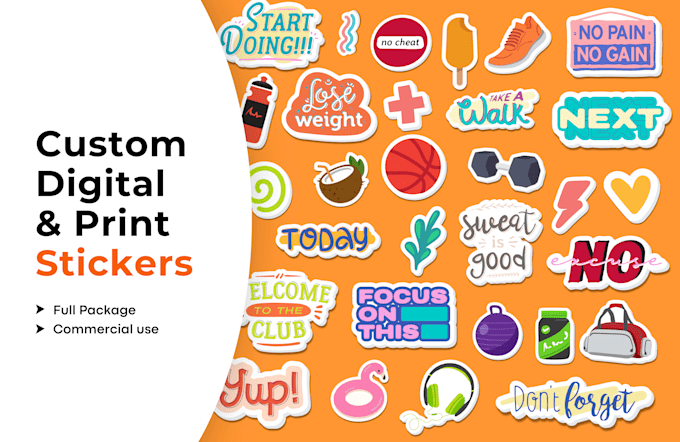 design typography stickers, custom planner stickers for etsy