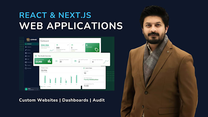 do custom web application and website development in react js and next js