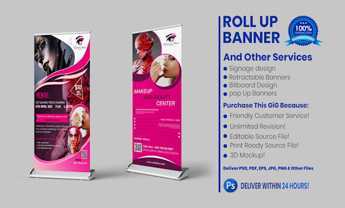 design pull up, signage, billboard or roll up banner