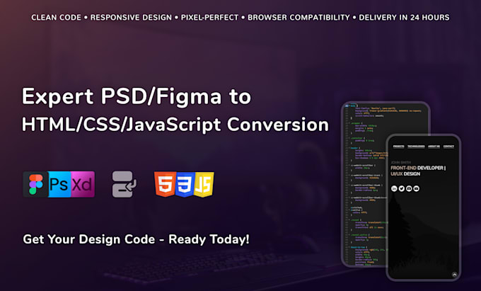 Convert psd, figma to html, css, and javascript by Zettergren | Fiverr