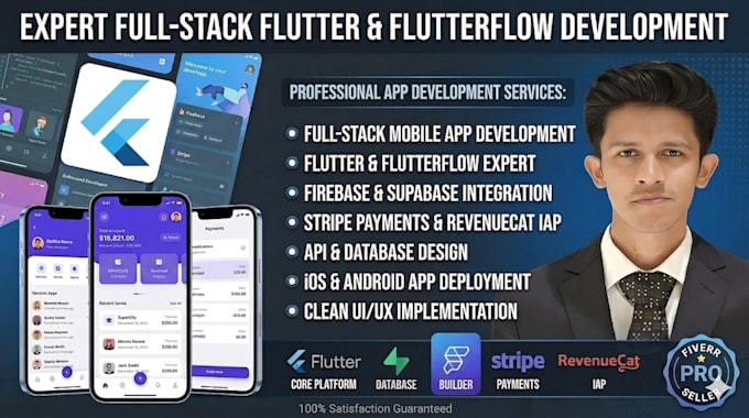 develop flutter and flutterflow apps with firebase, supabase and custom backend