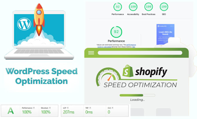 increase site speed optimize wordpress , shopify and website