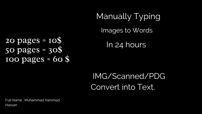 Do a fast typing job, retype pdf to words, into document by