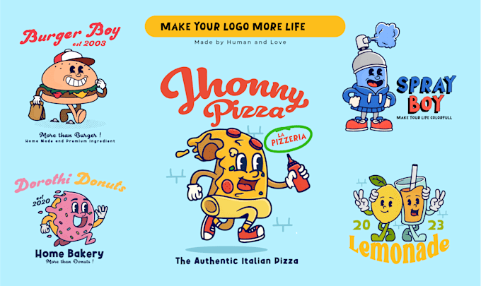 create a cute vintage mascot cartoon illustration