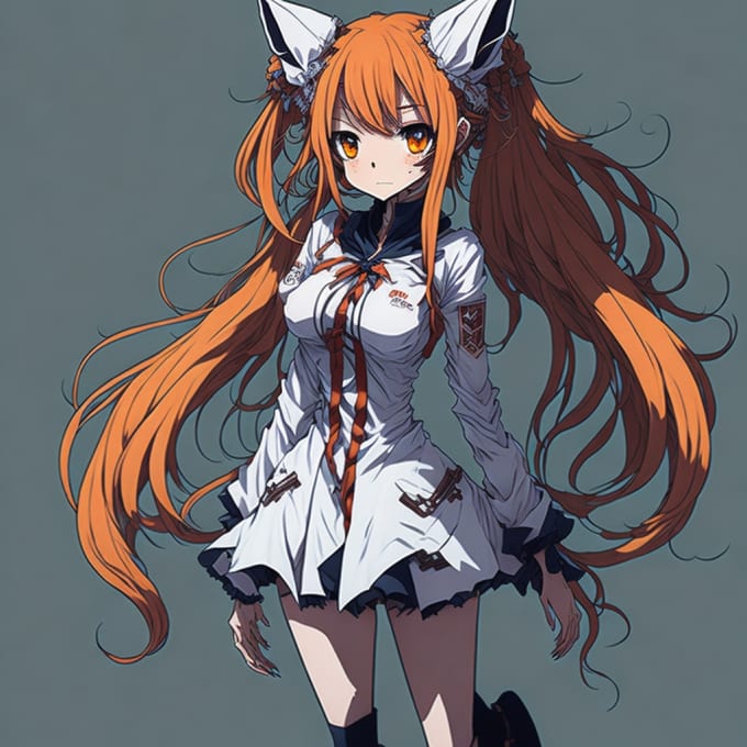 use ai to create full body portrait of anime kitsune girl