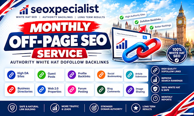 do monthly off page SEO service using authority white hat dofollow backlink