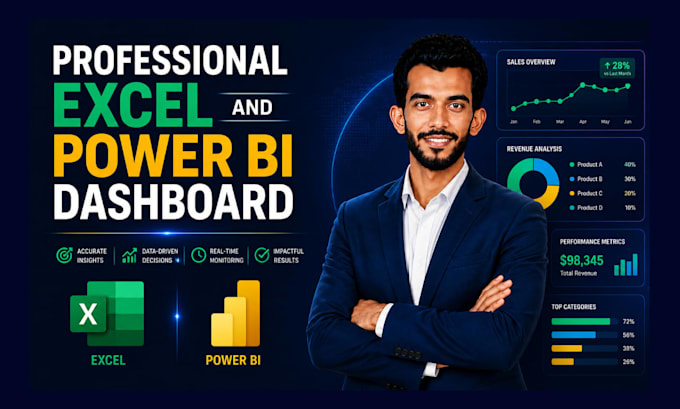 create automated excel and power bi KPI dashboard and report