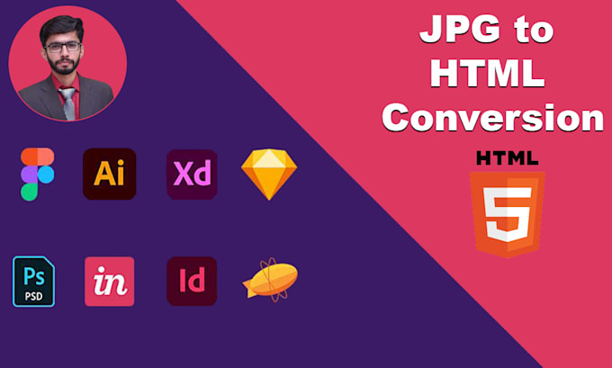 convert jpg, png, screenshot, or PSD to responsive HTML