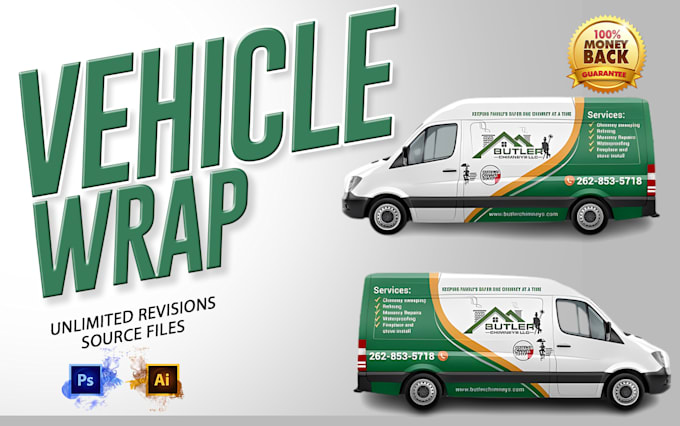 make creative vehicle  wrap design for van truck car food truck cart racing car