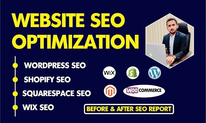 do on page SEO optimization for wordpress, wix, shopify and magento store