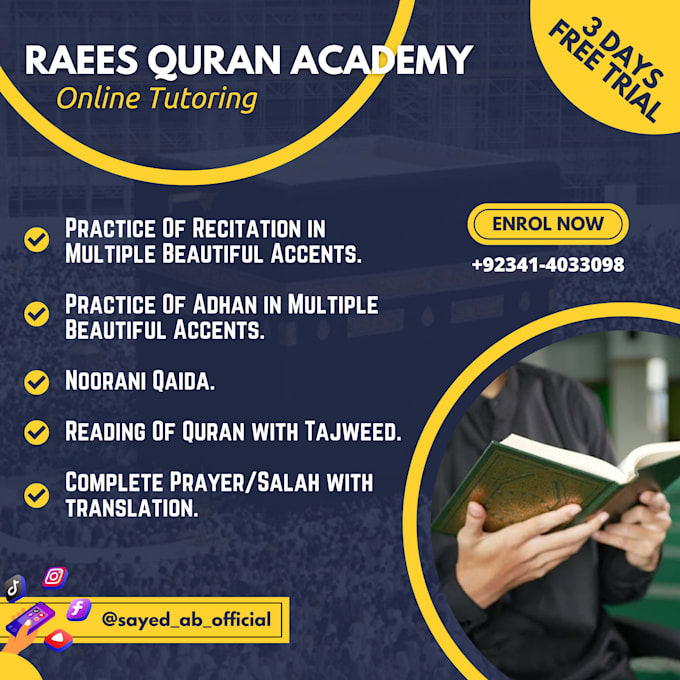 Be your professional online quran and adhan teacher, by Sayedabubakarab ...