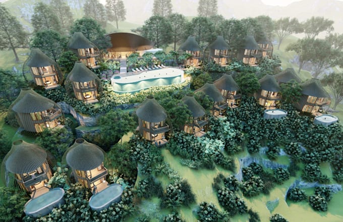 create 3d model and rendering masterplan