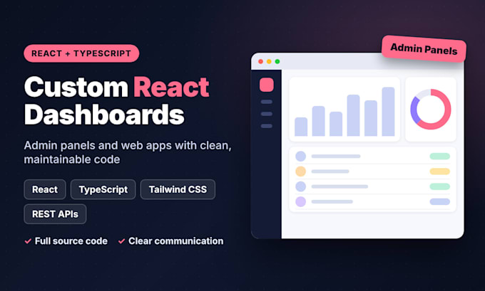 build a custom react typescript web app dashboard or admin panel
