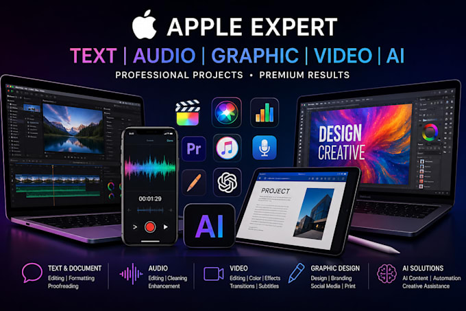 custom project ki, text, audio, grafik, design