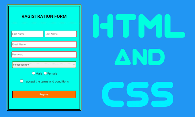 Make ragistration form with html css by Jobairsnai | Fiverr