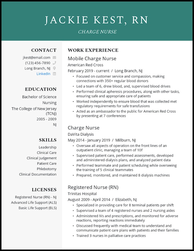 perfectly create and update rn resume and cover letters for nursing
