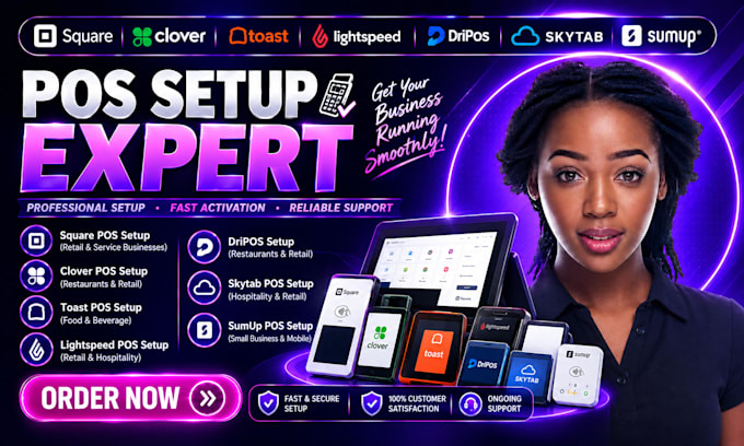 design and setup square pos clover toast lightspeed dripos pos skytab sumup pos