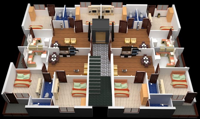 Do architectural planning 2d rendered plan 3d cut section by ...