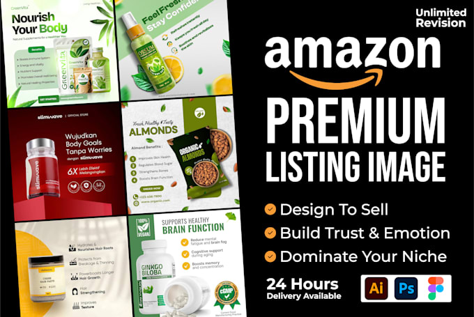 design premium amazon product listing images and a content