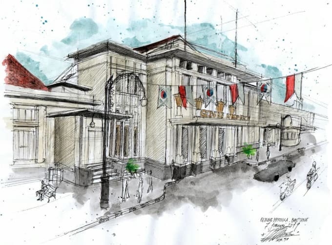 Hand draw architecture and urban design sketch by fortain30 fiverr