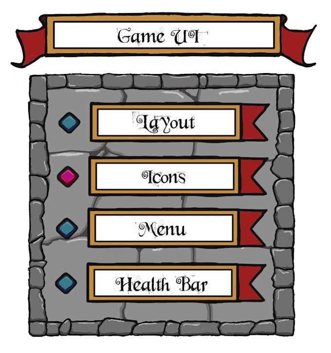 Make your game ui buttons icons and your game menu by Brukeymonkey | Fiverr