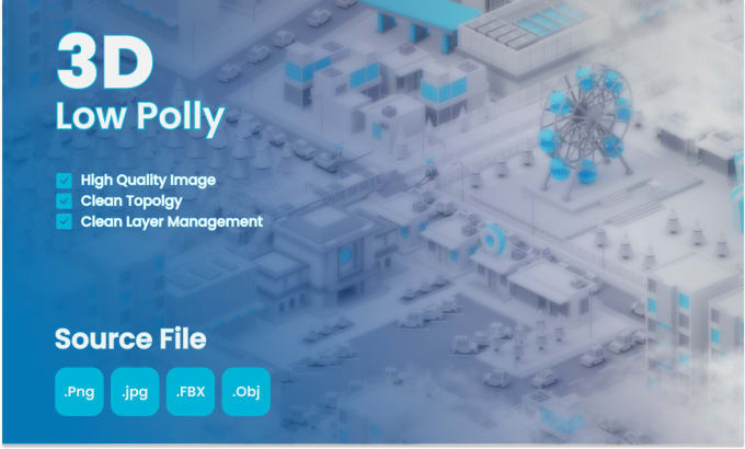 create 3d landscape low polly for ilustration or animation