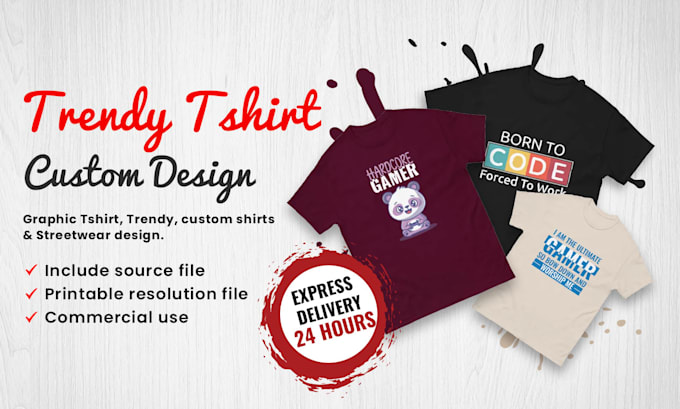 trendy t shirt designs and mockups, streetwear and typography