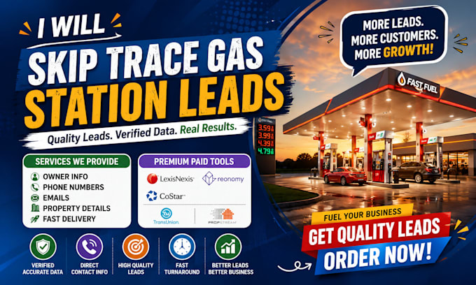do lead generation and skip tracing of gas stations