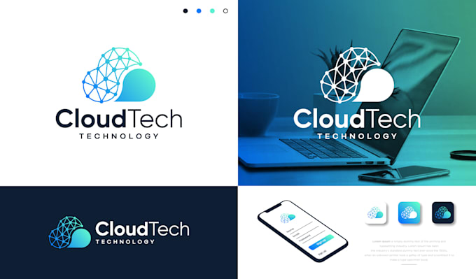 design modern startup, technology, and cyber security logo