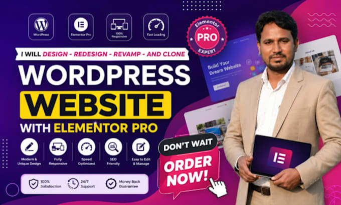 design, redesign, revamp, and clone wordpress website with elementor pro