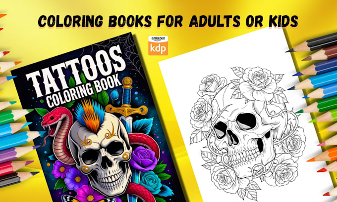 create amazon KDP ready coloring books for adults or kids