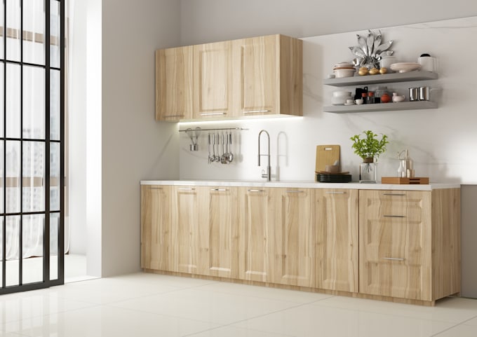 do exclusive kitchen interior design with realistic 3d renders