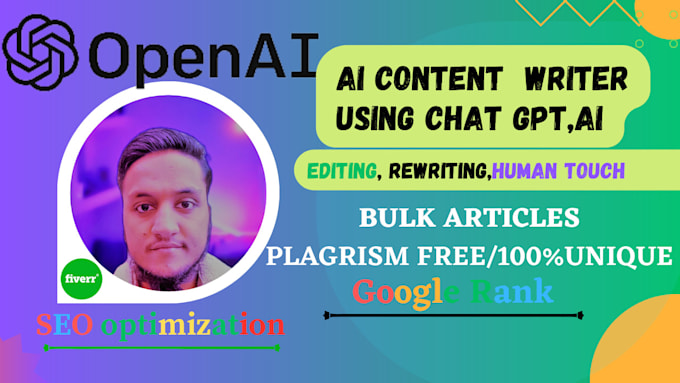 Be ai content writer,editing for bulk articles using chatgpt add image