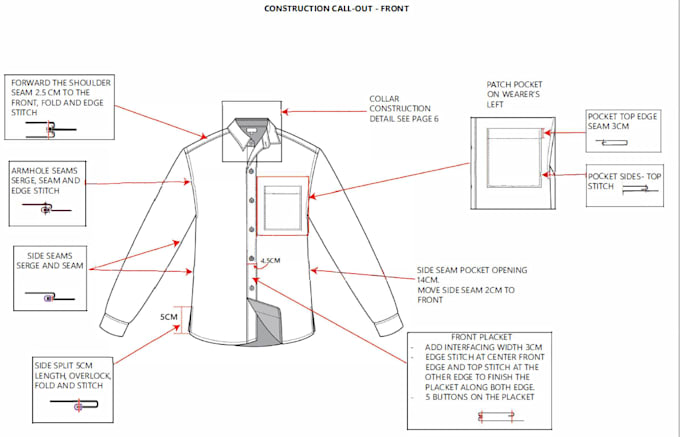 create detailed clothing tech packs for men and women