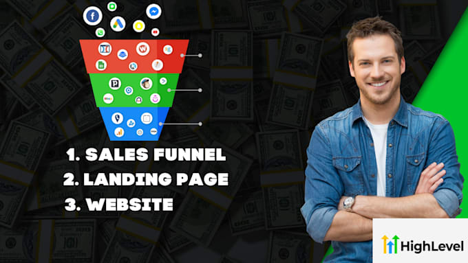 build landing page sales funnel website on go high level