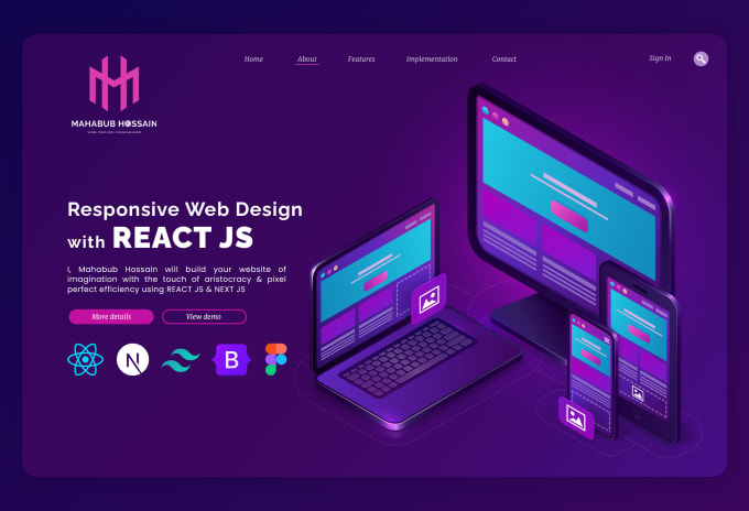 Make pixel prefect responsive website using react js, next js, tailwind ...