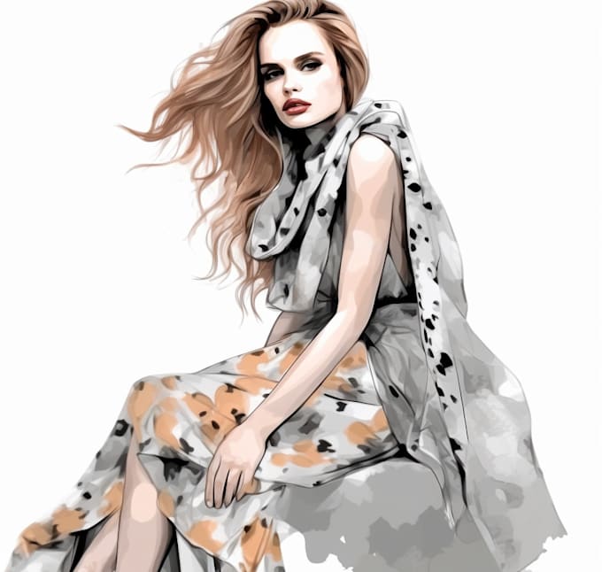 Draw and paint a fashion illustration or sketch by Gaaloon512 | Fiverr