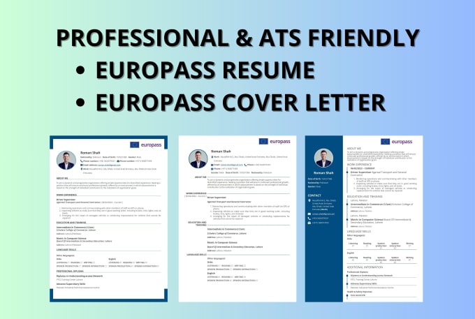 Make A Professional Europass Resume And Cover Letter By Rabeetshuaib Fiverr 5183