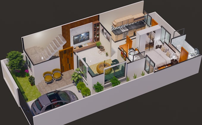 create 3d floor plan with realistic rendering at min rates