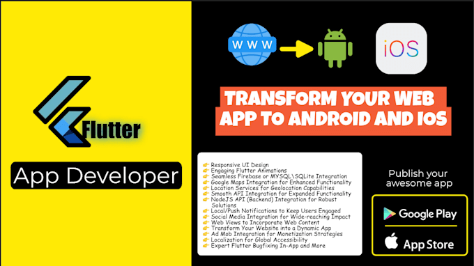 convert your web app to a hybrid responsive mobile app using flutter