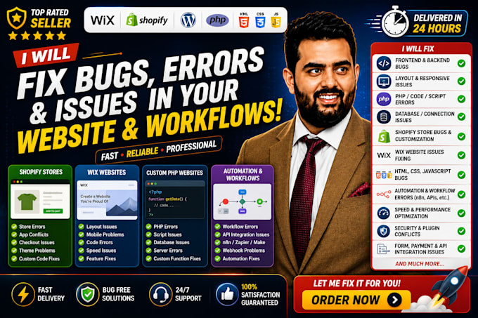 fix bugs, errors, and issues in your wordpress website within 6 hours