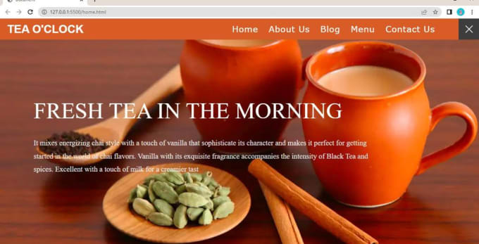 design a front end website which includes html and CSS
