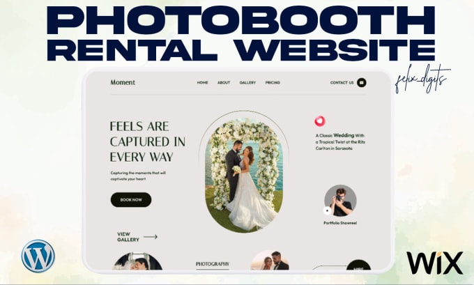 Design photo booth website with online booking 360 photo booth website