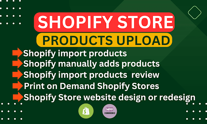 shopify website product upload or woocommerce add products
