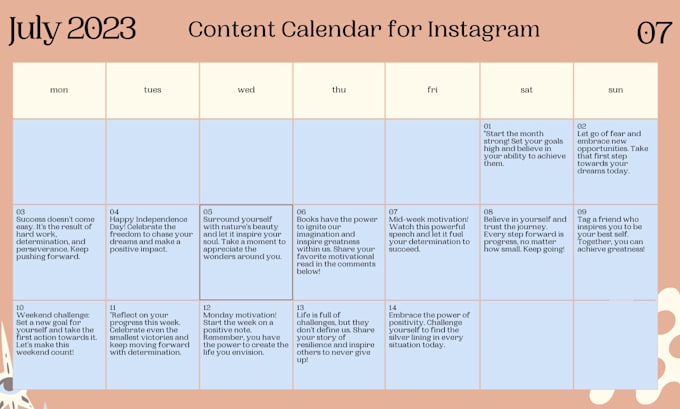 create a content calendar for your business