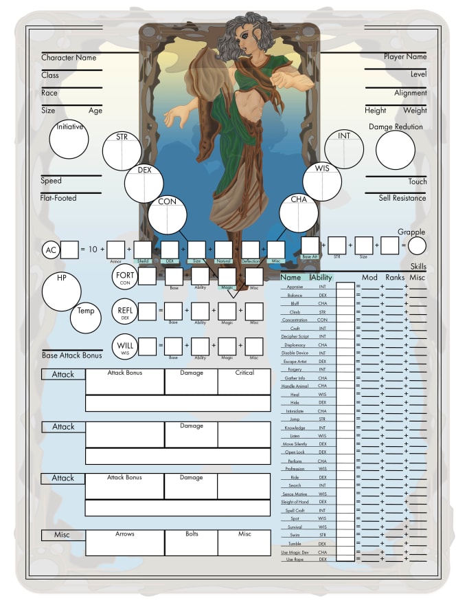 Make you a custom dungeons and dragons character sheet by Jlousiemartin ...
