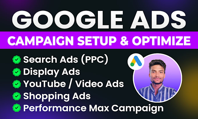 setup search google ads adwords PPC, display, and performance max campaign