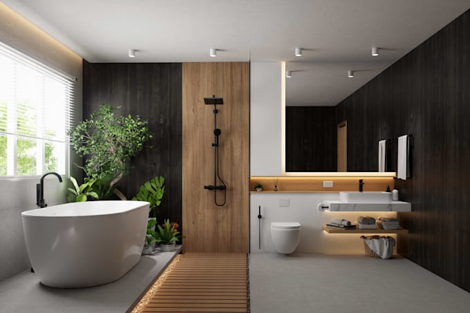 design bathroom interior and 3d architectural visualization